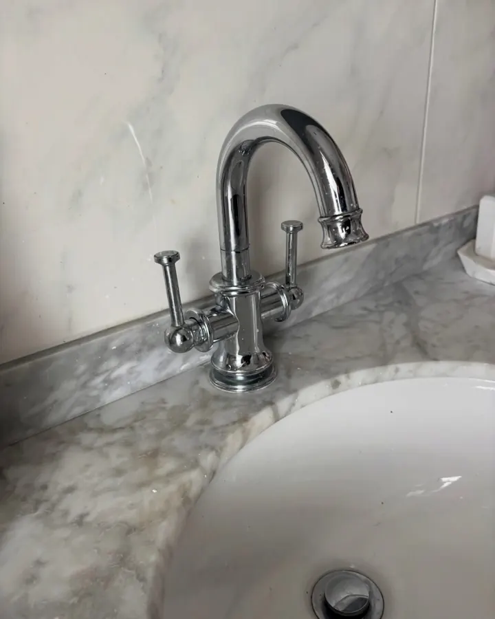 A chrome mixer tap with a mirror finish